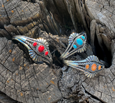 American West Sterling Silver Three Blue Turquoise Stone Gemstone Cuff Large